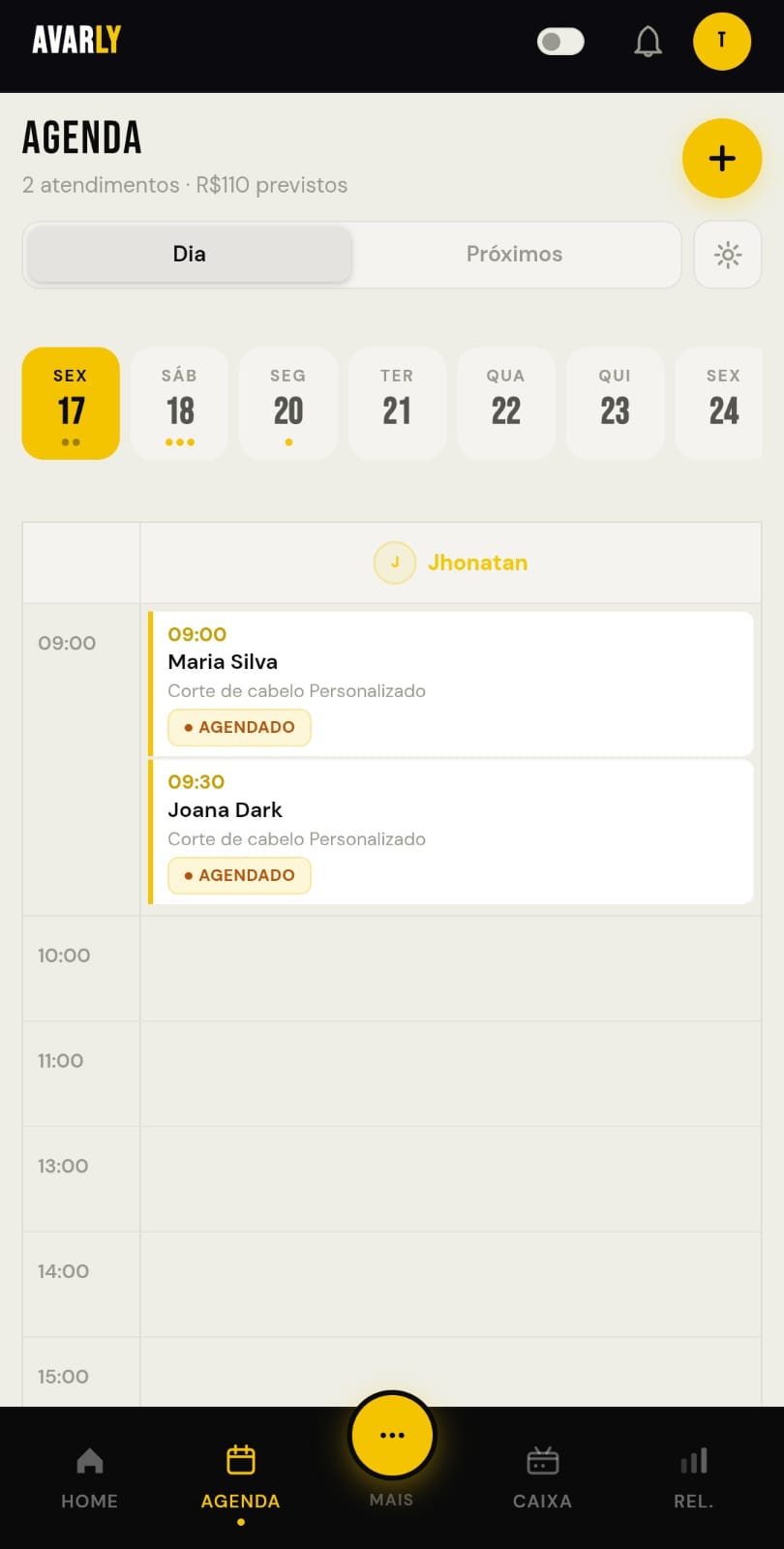 Mock da tela